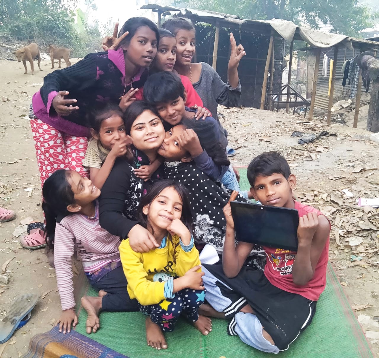 Girl Teaching Slum Kids