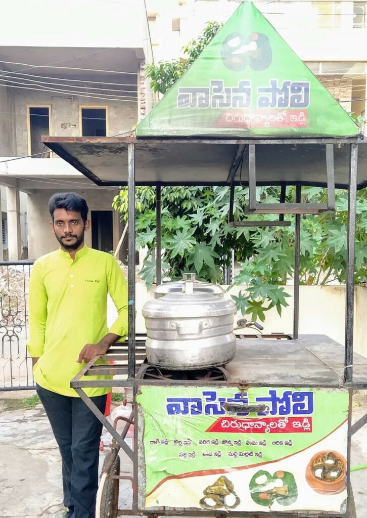 Andhra Pradesh Man selling idli