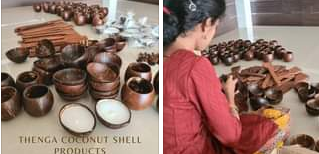26 years old Maria working on Coconut shell products 