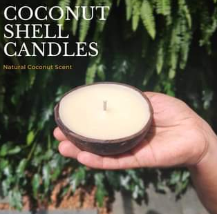 candle made with coconut shell