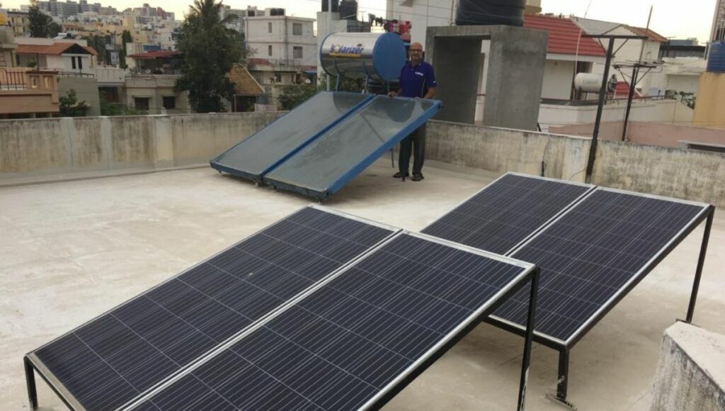 solar panels used at eco friendly house in bangalore