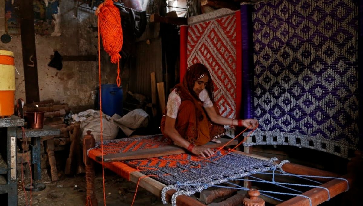 Woman Weaving Charpai 