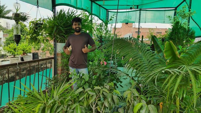 Akash Jaiswal giving gardening tips