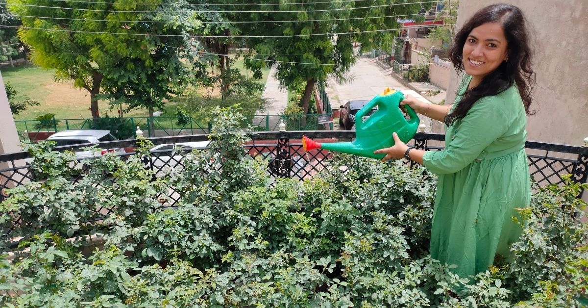 Jaya bharadwaj gardening at her home in haryana