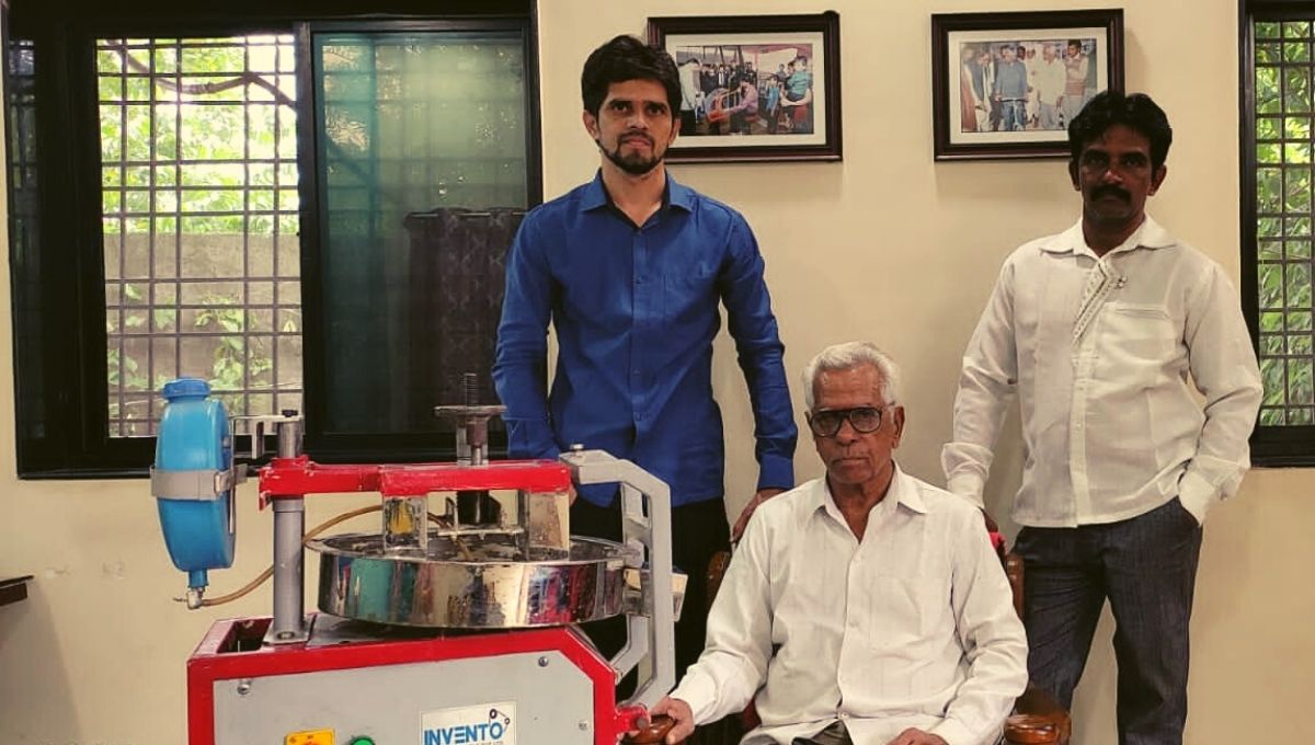 Subhash Jagtap and his sons with machine