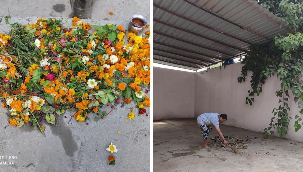 Devraj Agrawal resuing temple flowers as compost