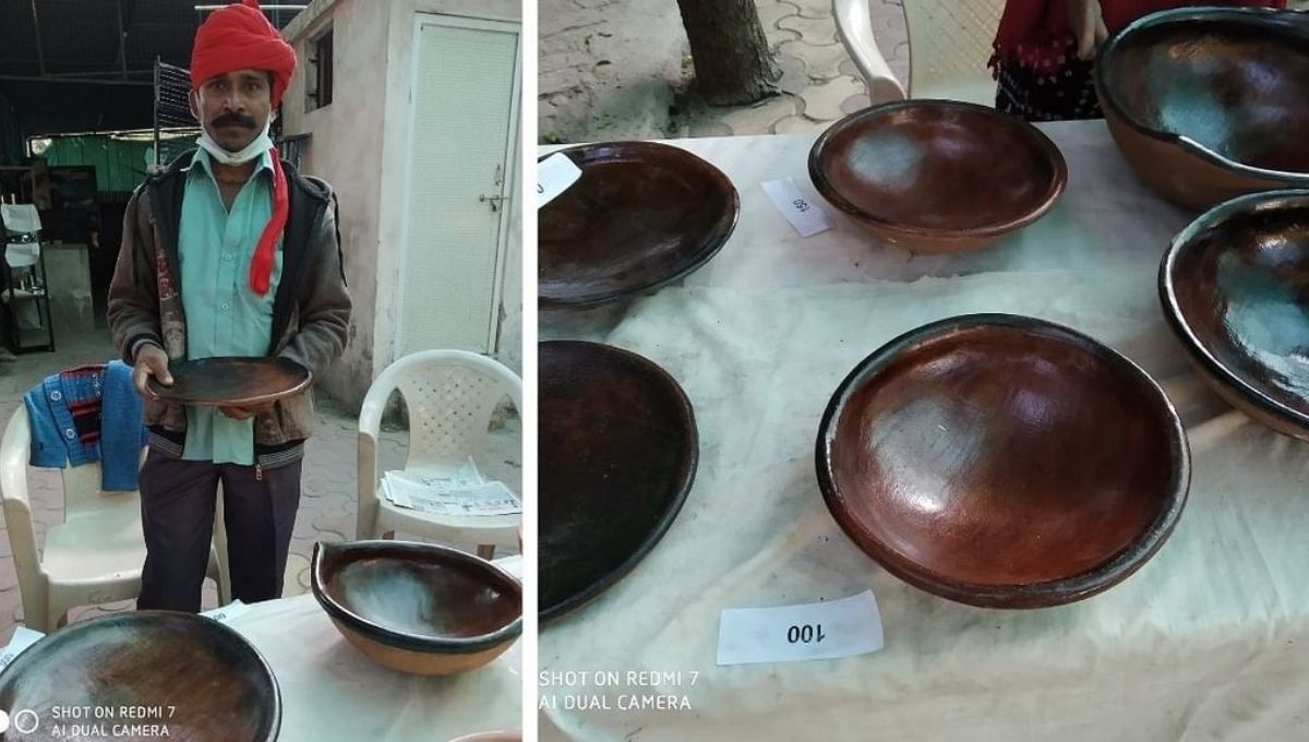 Surtanbhai with pottery utensils
