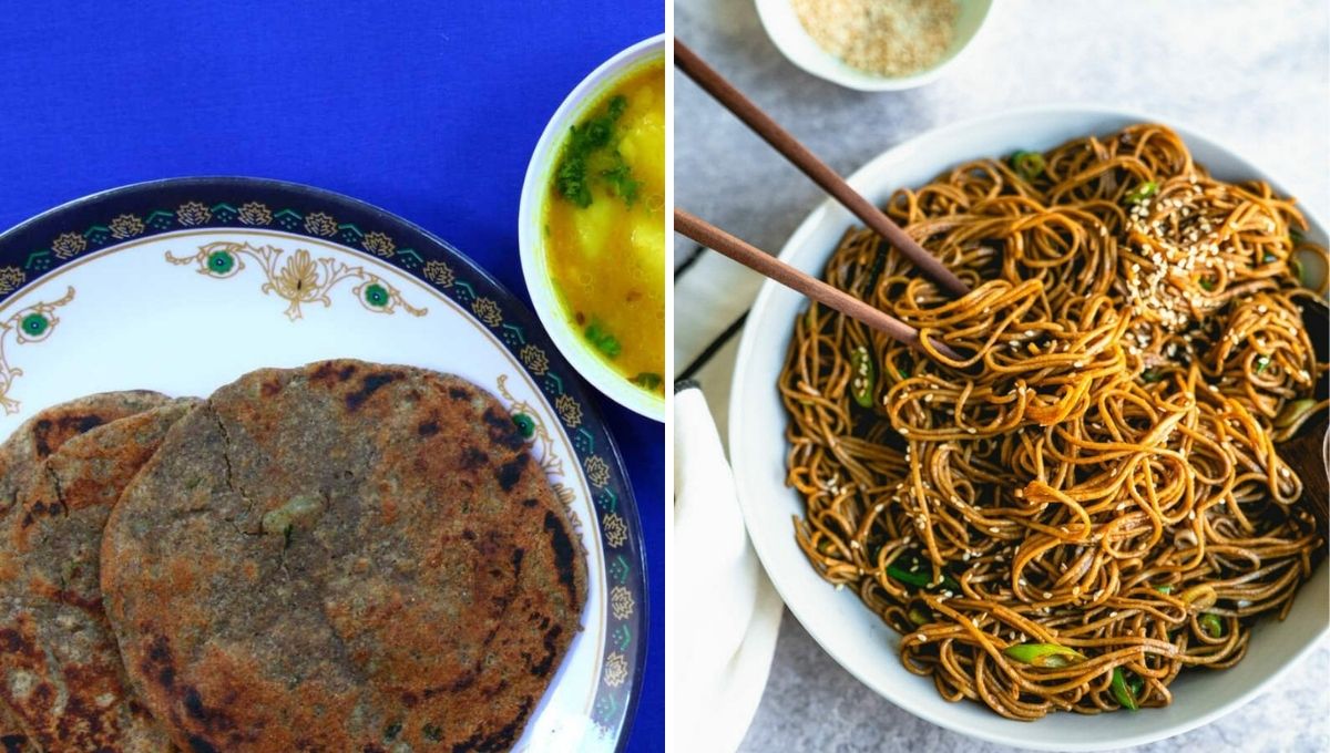 Kuttu atta paratha and soba noodles 