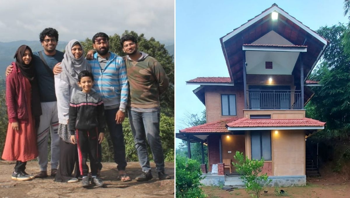 Shanavas Khan with his family and their eco friendly farmhouse 