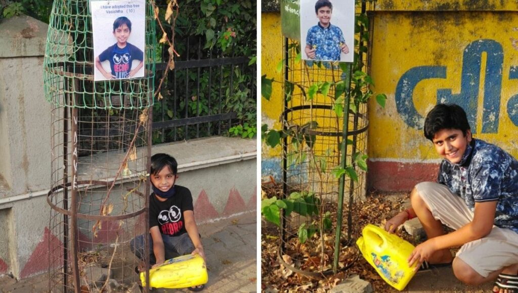 kids planting trees