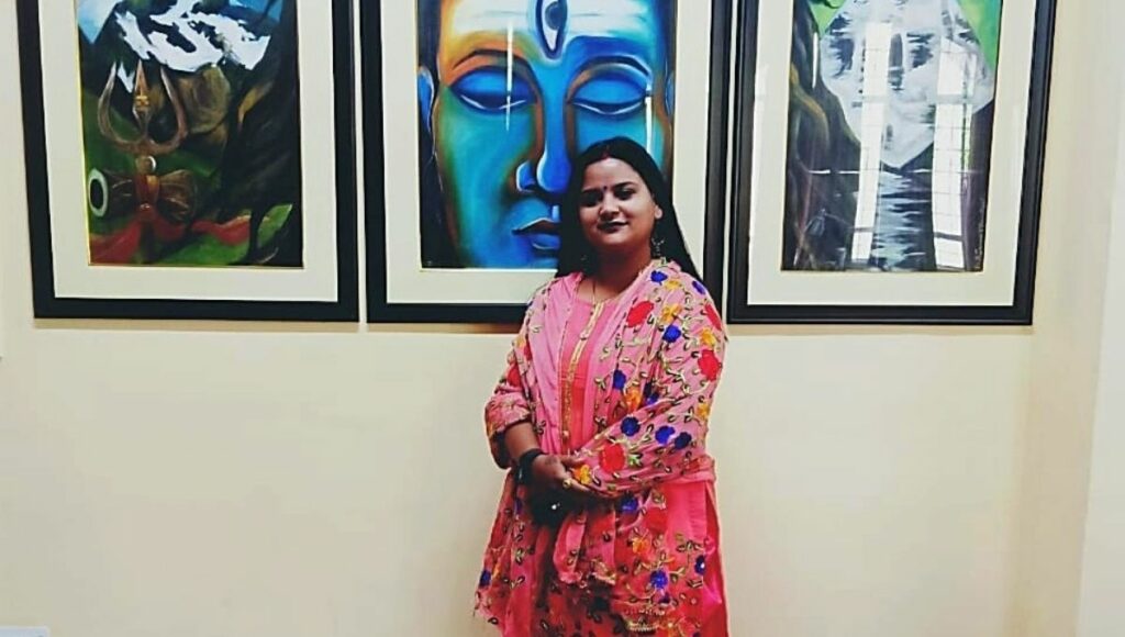 Shivani Vishwakarma with her art work