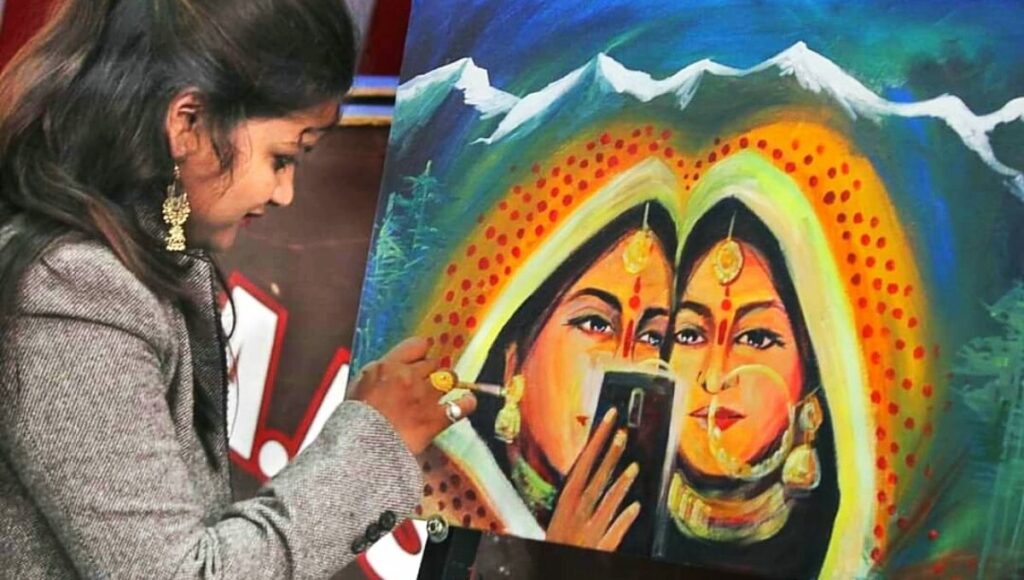 Shivani Vishwakarma, working on her Art