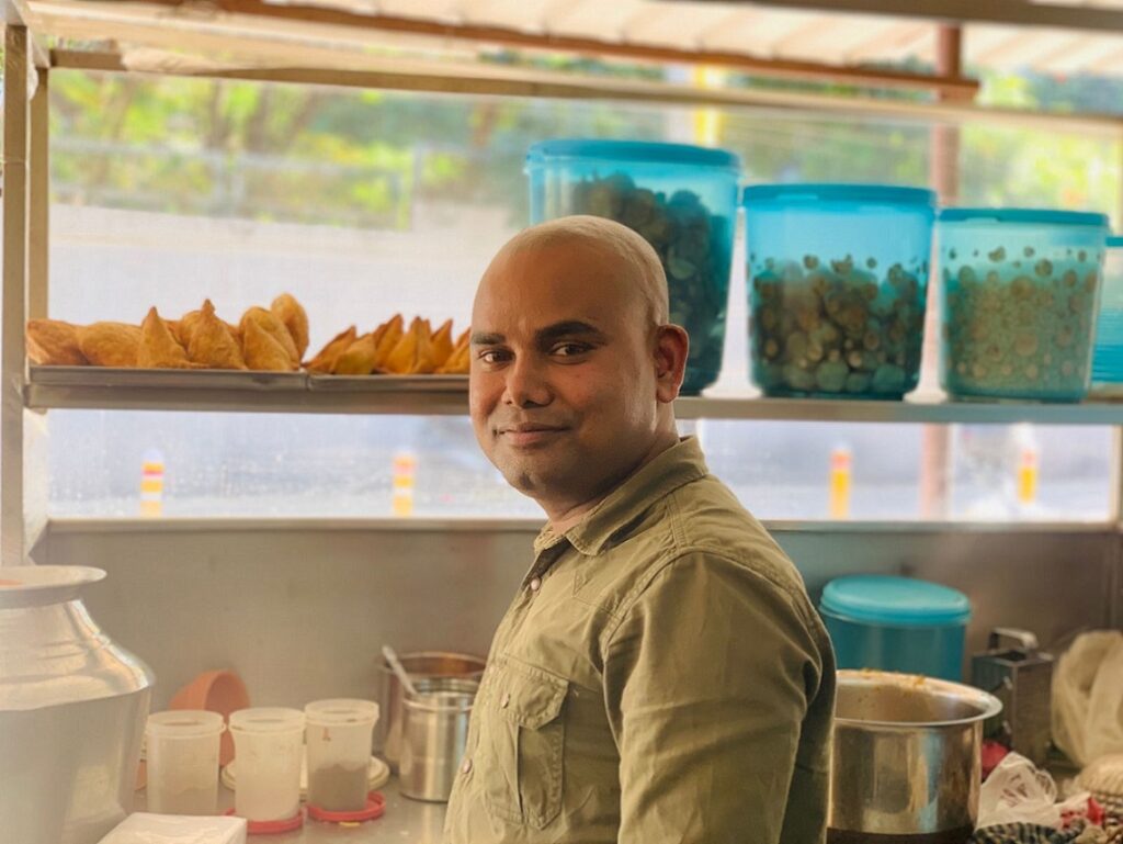 Kumar Abhishek at his Sai Chaat Corner, A food business in Bengaluru