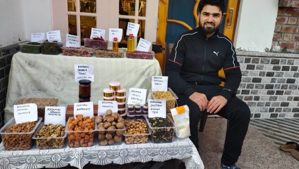 jasif  a Kashmiri farmer with his products 
