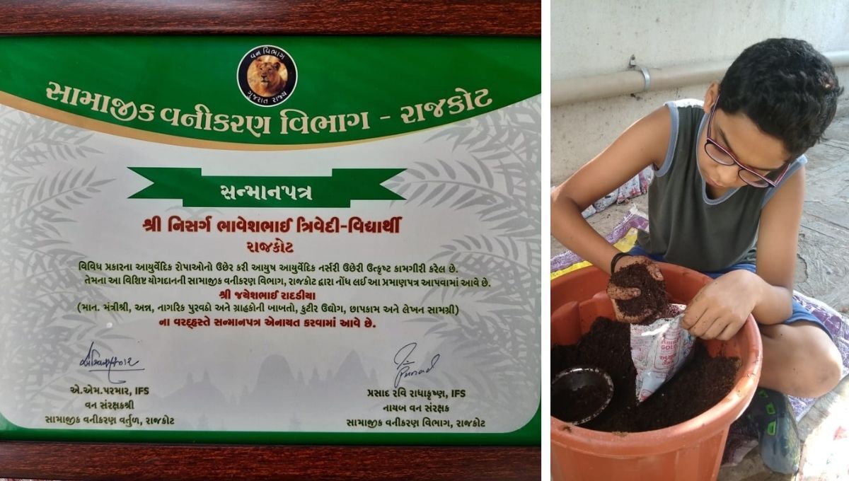 Nisarg Trivedi also honored by the District Forest Department for presenting a unique model of horticulture 13 YO Gujarat Boy Nisarg also honored by the District Forest Department for presenting a unique model of horticulture