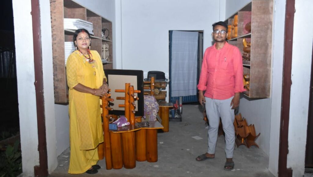 Satyam And asha making bamboo products 