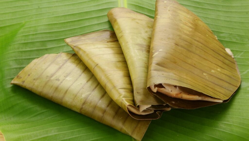 Ili adda traditional indian recipe cooked in banana leaf 