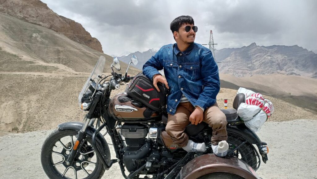 Shivam Porwal With His Bullet Bike 