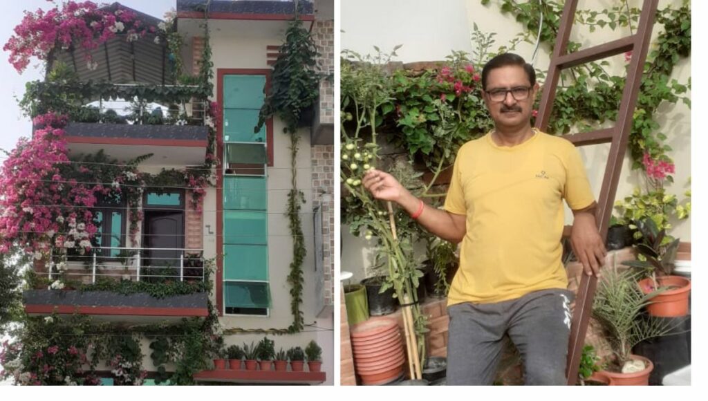 sudhir saini at his garden with Ornamental Plants