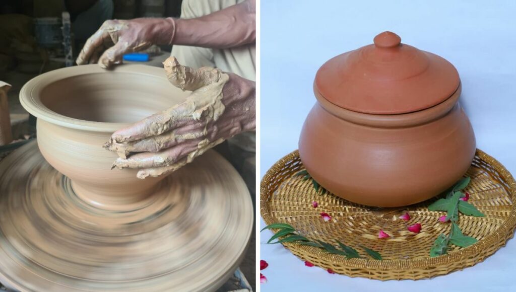 Earthen pots in making 