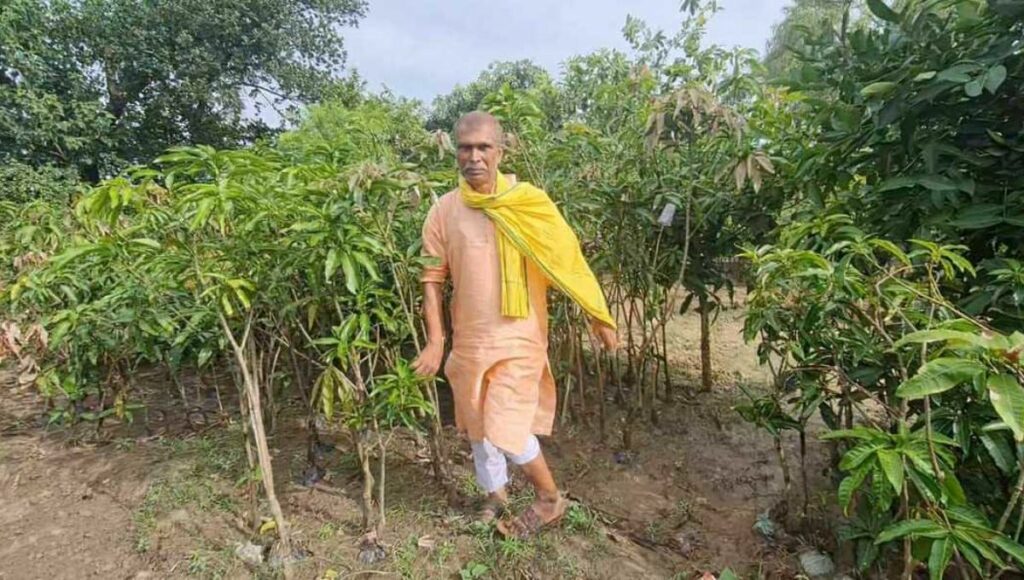 Kapil dev Jha in his farm