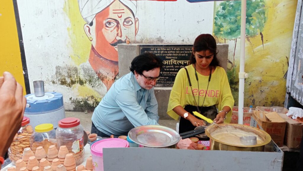Simran working at her Chai Stall