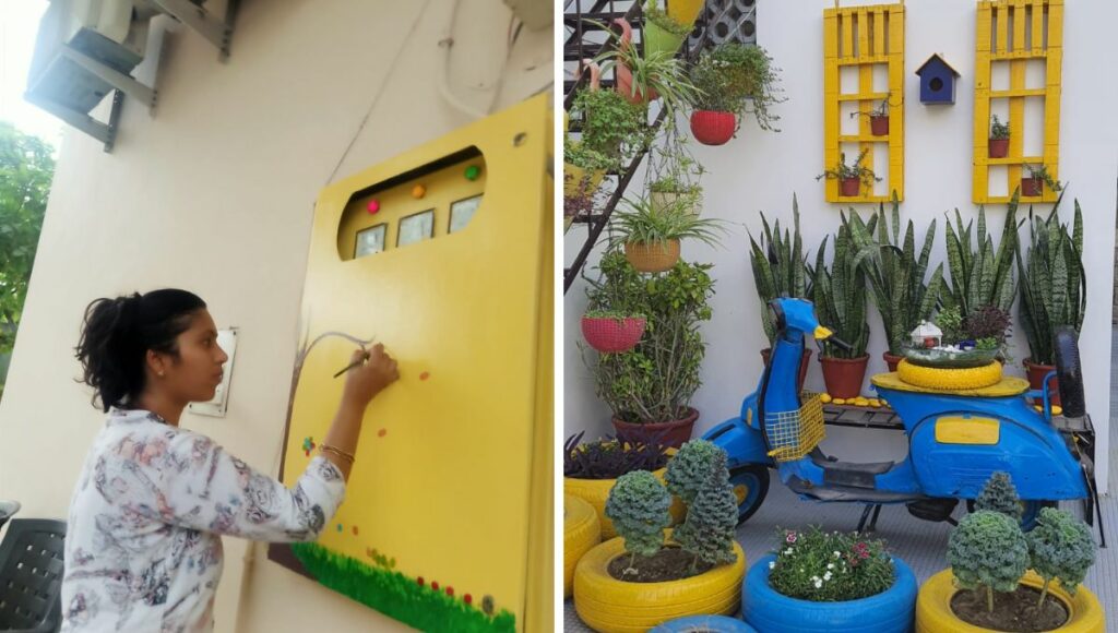Beautiful garden made with waste item 