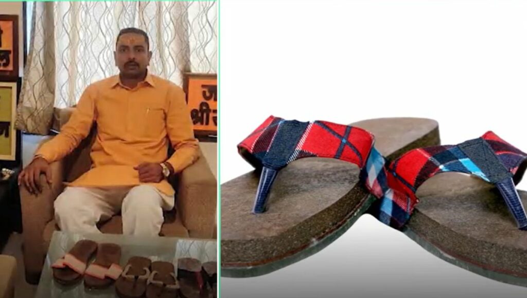 Neeraj Started making slippers, logos, name plates from cow dung