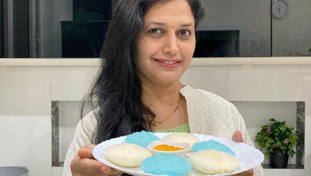 jyoti with her blue idli 